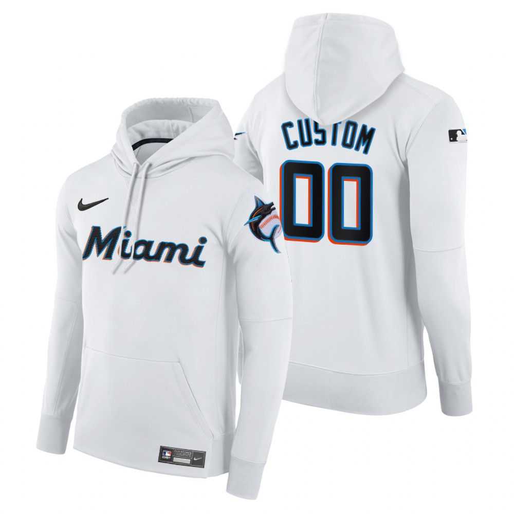 Men Miami Marlins 00 Custom white home hoodie 2021 MLB Nike Jerseys